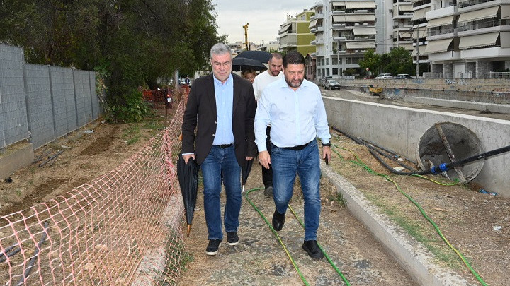 Επίσκεψη του Νίκου Χαρδαλιά στα έργα αντιπλημμυρικής διευθέτησης στον Ιλισσό ποταμό